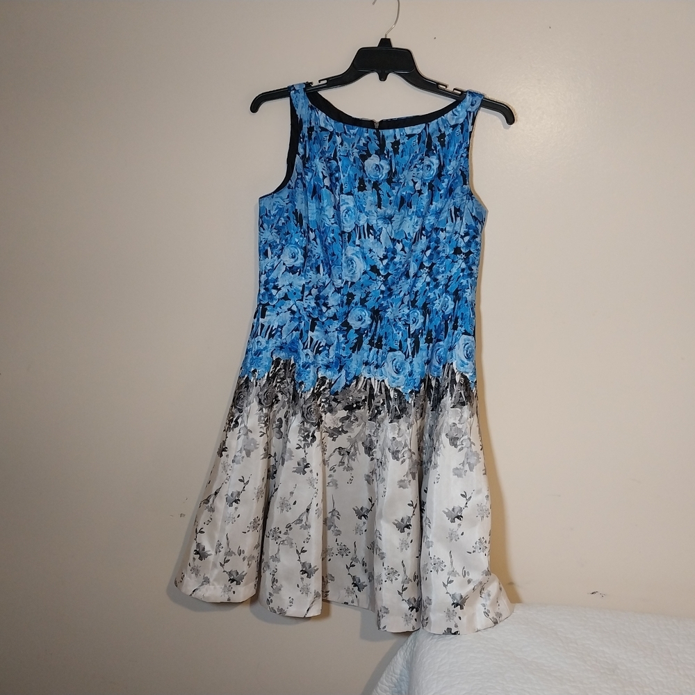 J. Taylor Blue and White Floral Dress